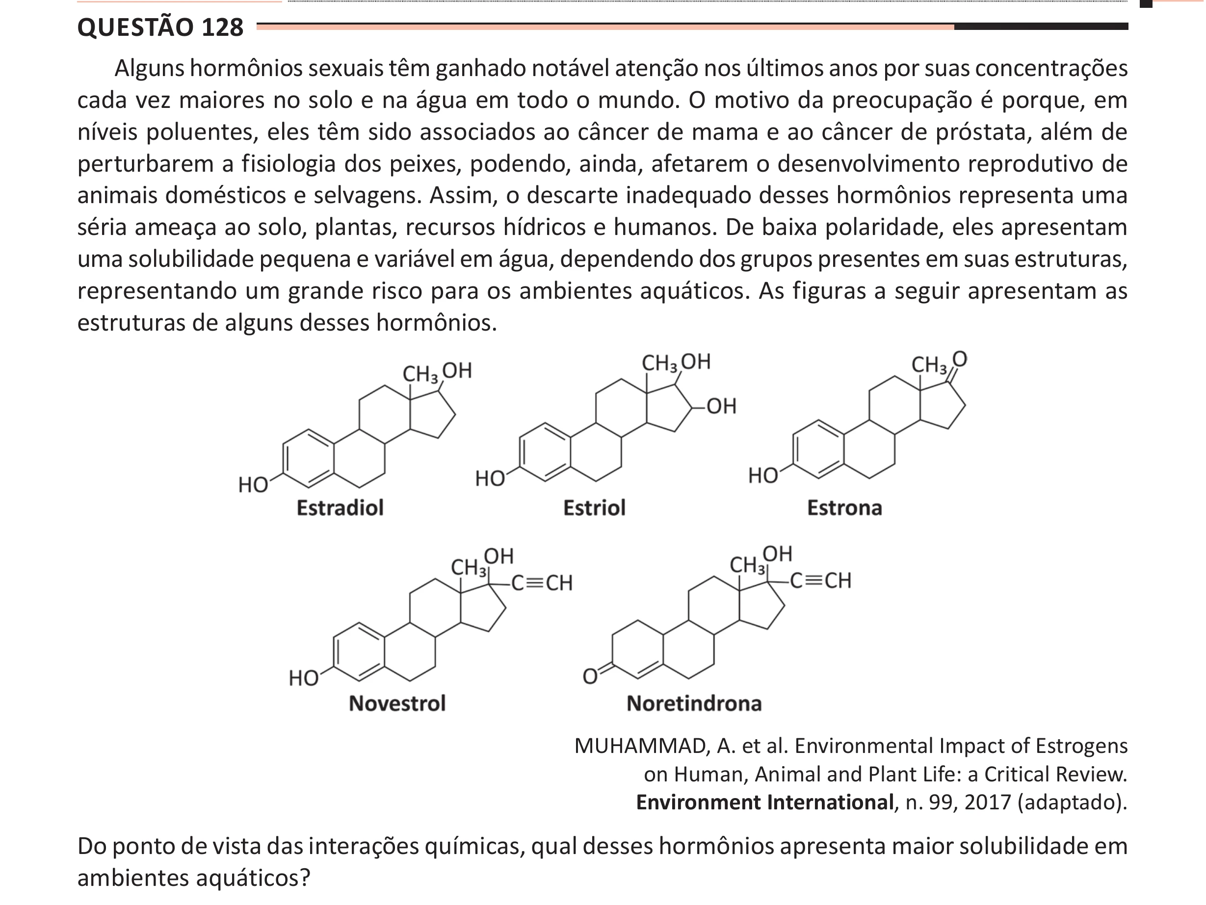 Enunciado original completo da questão 128 do ENEM 2025 - 2º Dia – Caderno 11 – Laranja (Braile e ledor) – Aplicação Regular - (Ampliada), página 27.
