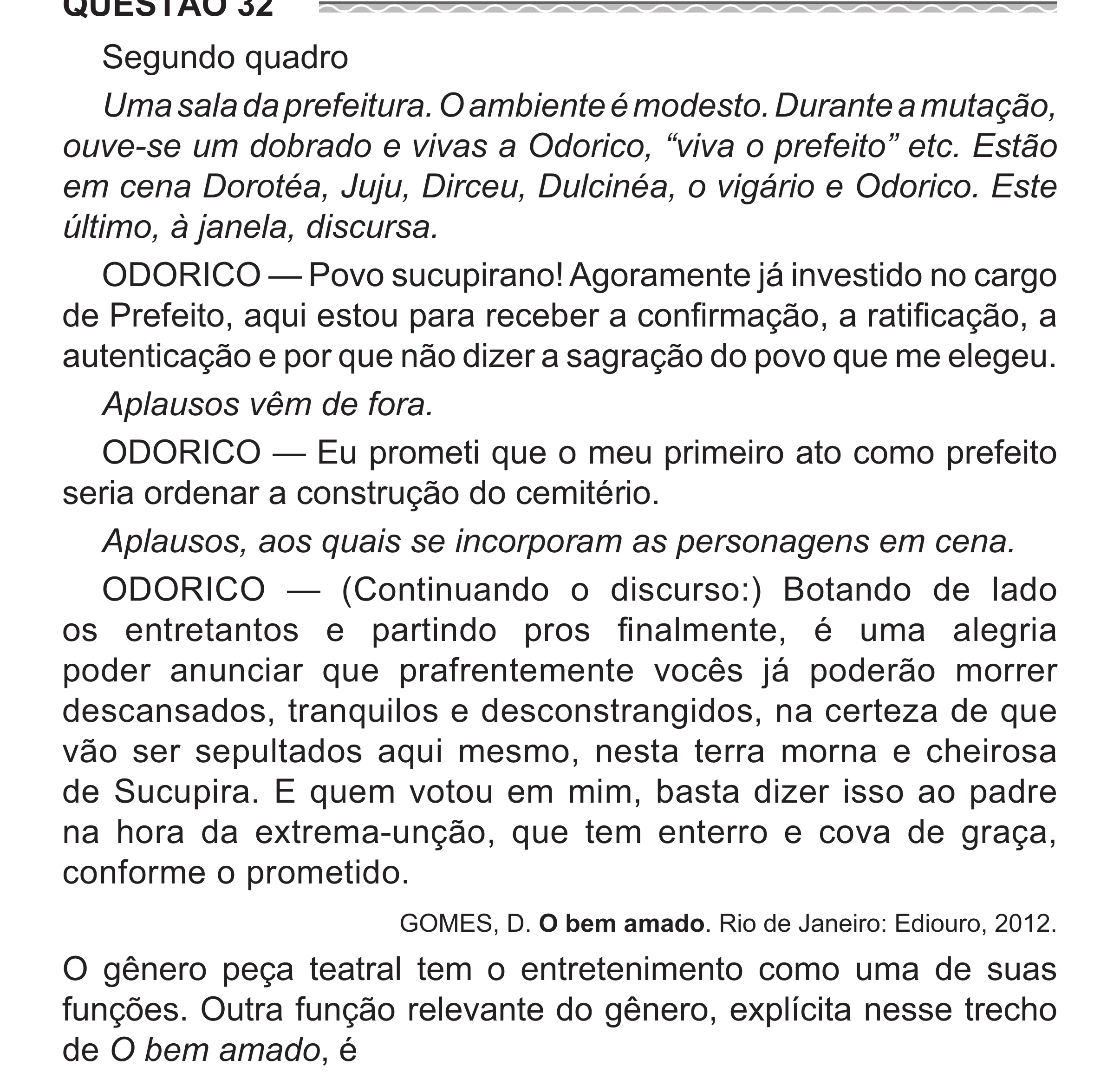 Enunciado original completo da questão 32 do ENEM 2017 - 1º Dia - Caderno 1 - Azul (Superampliada) – Aplicação regular, página 36.