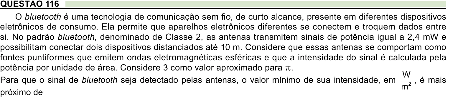 Enunciado original completo da questão 116 do ENEM 2023 - 2º Dia – Caderno 12 – Verde (Libras) – Aplicação Regular, página 11.