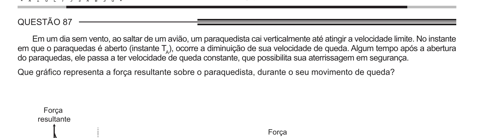 Enunciado original completo da questão 87 do ENEM 2013 - 1º Dia - Caderno 1 - Azul – Aplicação regular, página 30.