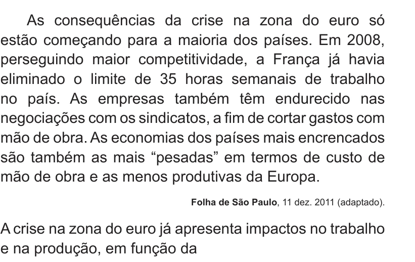 Enunciado original completo da questão 22 do ENEM 2014 - 1º Dia – Caderno 3 – Branco – Terceira aplicação, página 8.