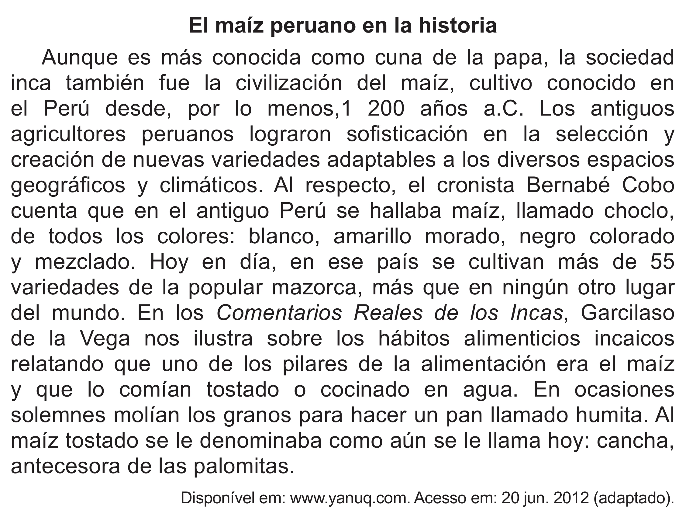 Enunciado original completo da questão 1 (espanhol) do ENEM 2019 - 1º Dia – Caderno 1 – Azul (Superampliada) – Reaplicação/PPL, página 7.