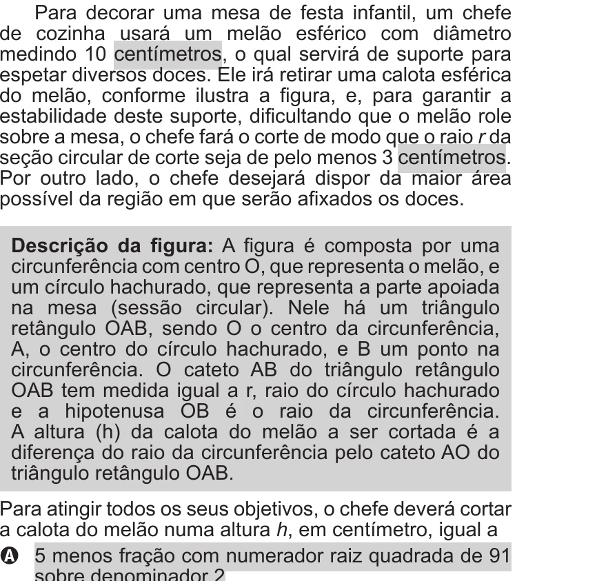 Enunciado original completo da questão 180 do ENEM 2017 - 2º Dia - Caderno 11 – Laranja (Braile e ledor) – Aplicação regular, página 31.