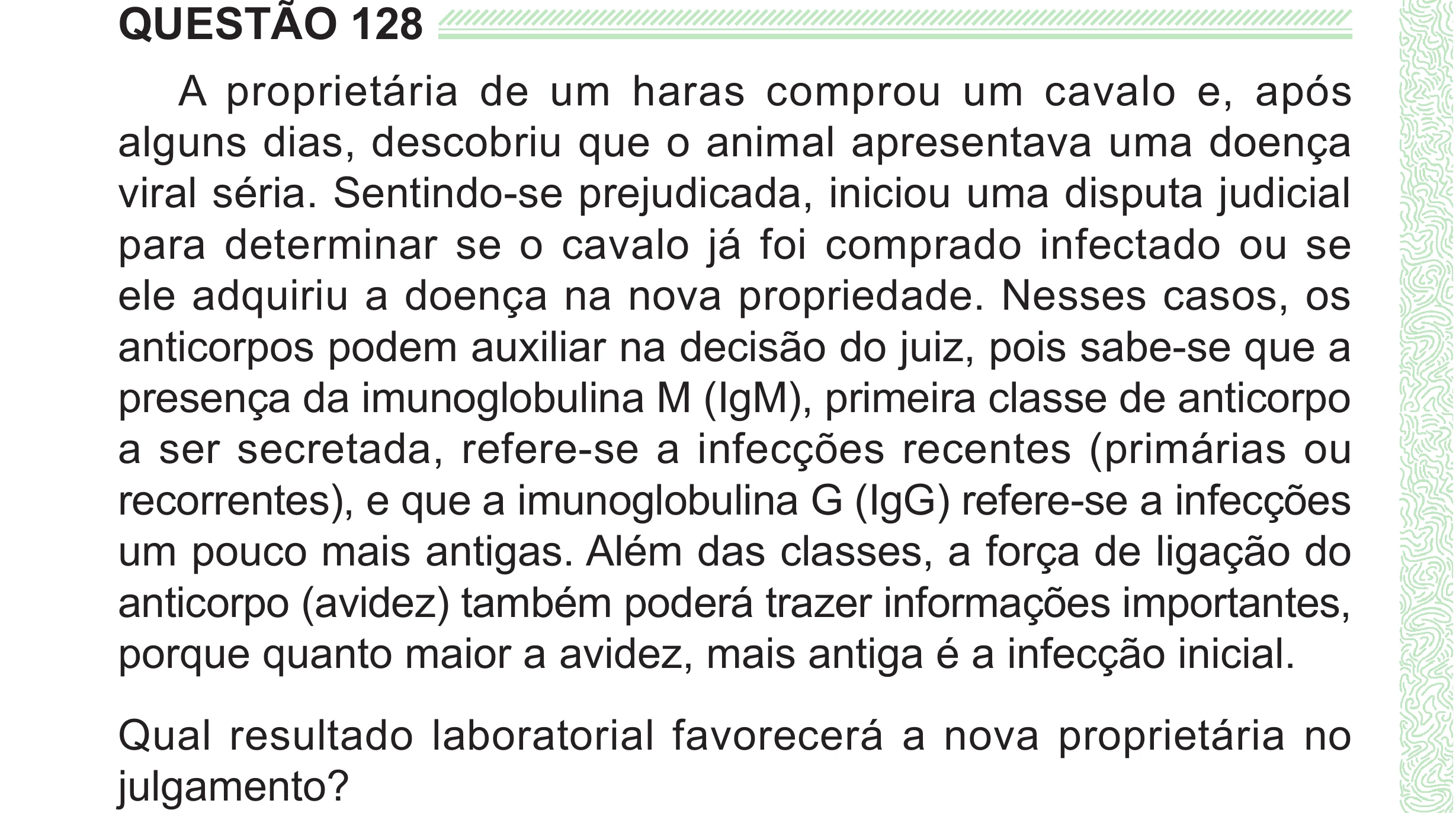 Enunciado original completo da questão 128 do ENEM 2024 - 2º Dia – Caderno 8 – Verde (Superampliada) – Reaplicação/PPL, página 40.