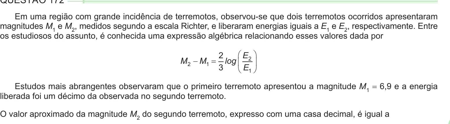 Enunciado original completo da questão 172 do ENEM 2024 - 2º Dia – Caderno 8 – Verde – Aplicação Regular, página 27.