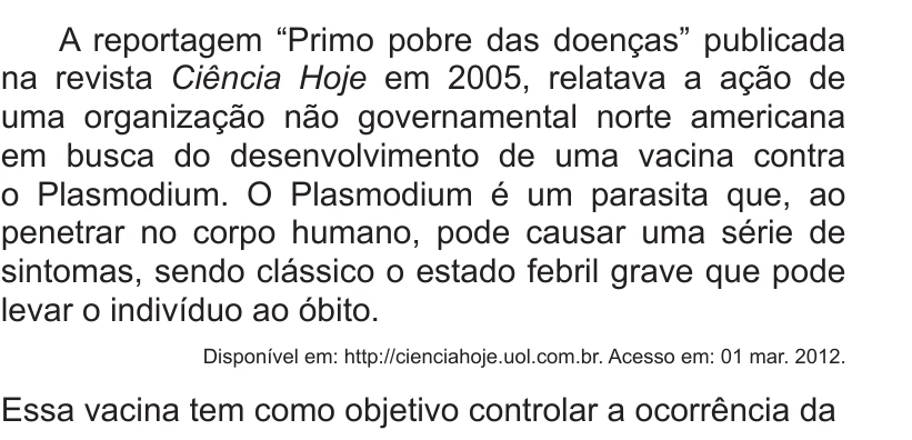 Enunciado original completo da questão 77 do ENEM 2014 - 1º Dia – Caderno 3 – Branco – Terceira aplicação, página 26.