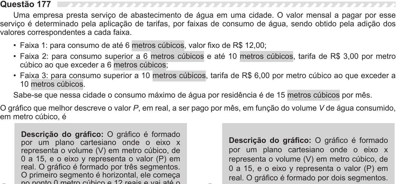 Enunciado original completo da questão 177 do ENEM 2019 - 2º Dia – Caderno 11 – Laranja (Braile e Ledor) – Aplicação Regular, página 30.
