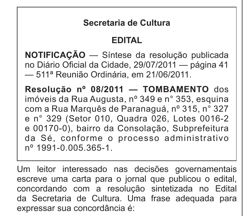 Enunciado original completo da questão 97 do ENEM 2013 - 2º Dia - Caderno 6 - Cinza – Ledor, página 7.