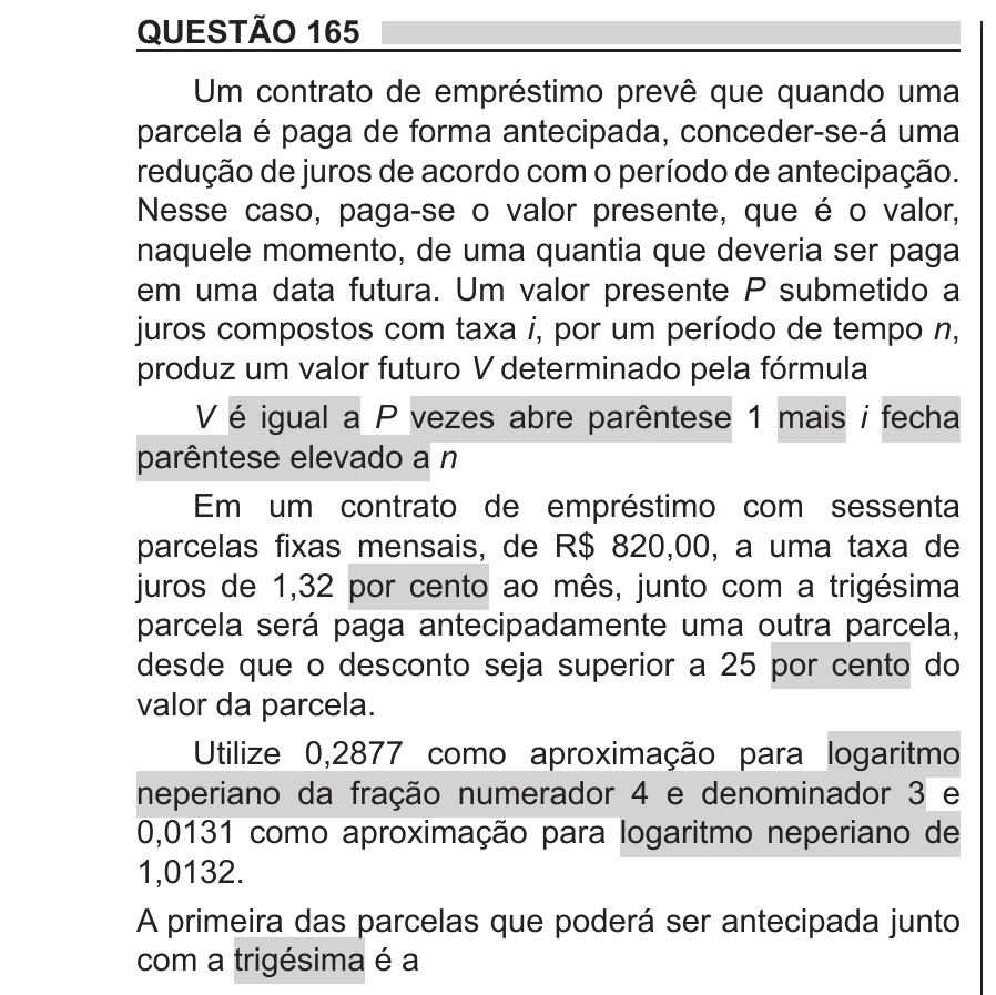 Enunciado original completo da questão 165 do ENEM 2018 - 2º Dia - Caderno 11 – Laranja (Braile e ledor) – Aplicação regular, página 25.