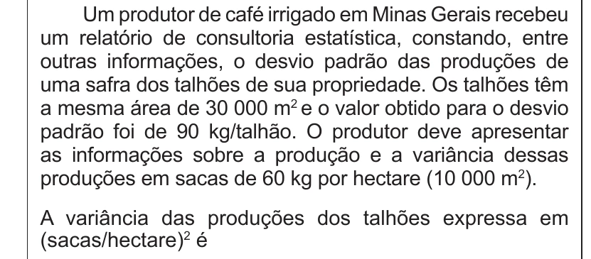 Enunciado original completo da questão 157 do ENEM 2012 - 2º Dia - Caderno 6 - Cinza – Aplicação regular, página 26.