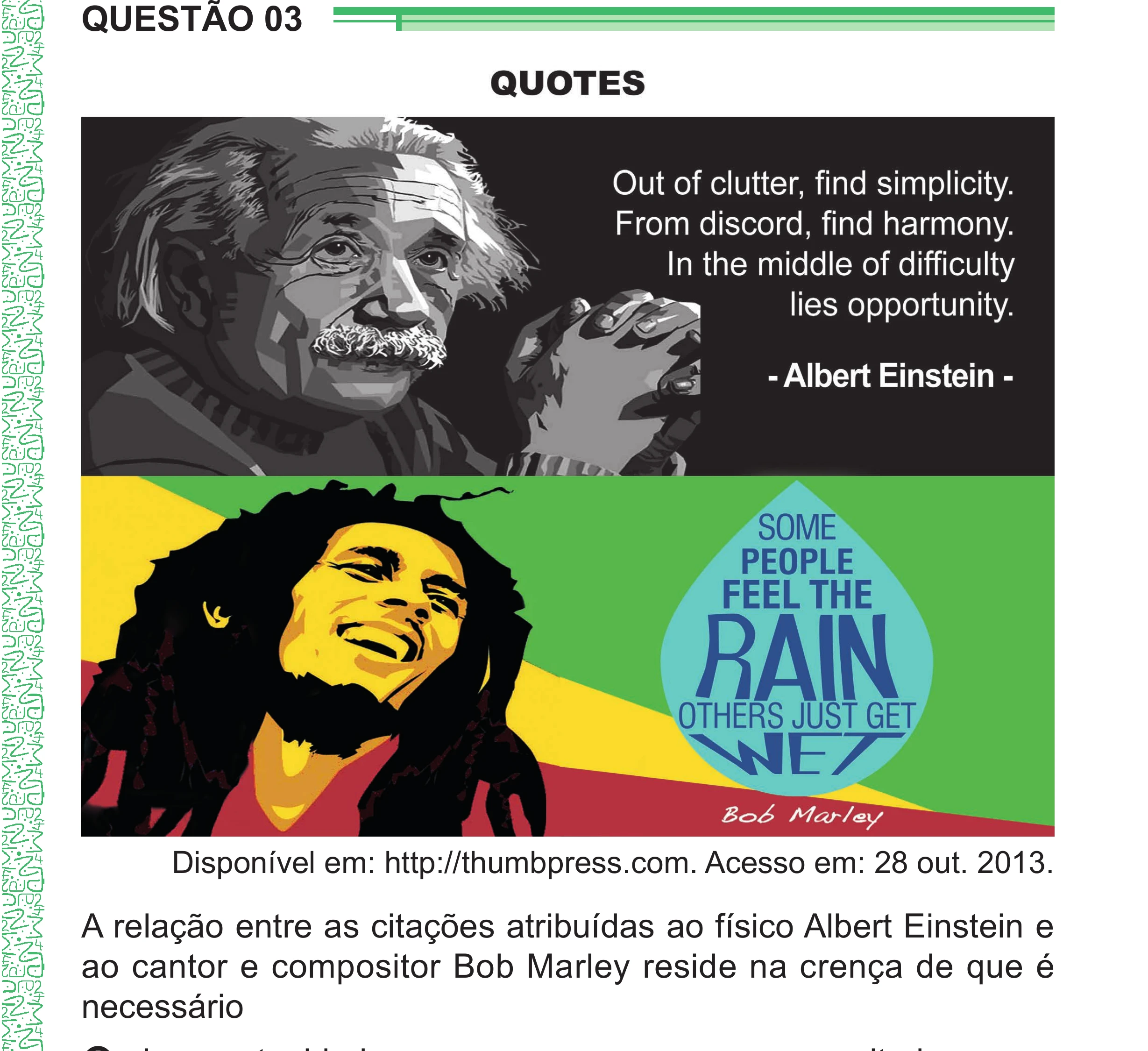 Enunciado original completo da questão 3 (inglês) do ENEM 2024 - 1º Dia – Caderno 4 – Verde – Aplicação Regular - (Superampliada), página 5.