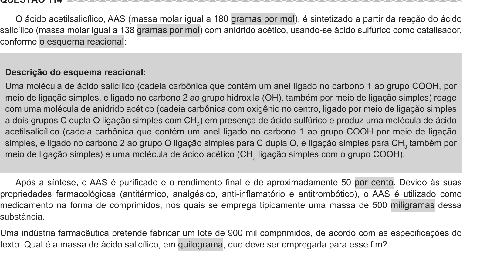 Enunciado original completo da questão 114 do ENEM 2017 - 2º Dia - Caderno 11 – Laranja (Braile e ledor) – Aplicação regular, página 9.