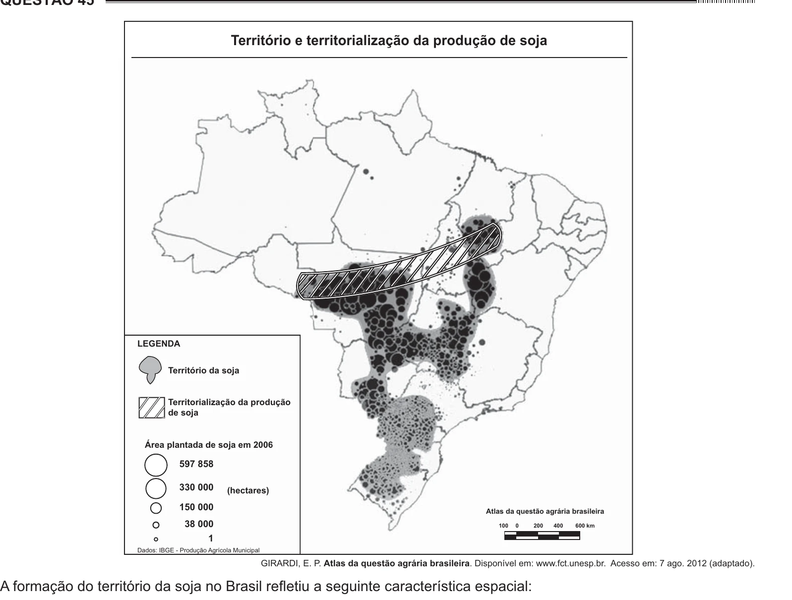 Enunciado original completo da questão 45 do ENEM 2014 - 1º Dia – Caderno 3 – Branco – Reaplicação/PPL, página 15.