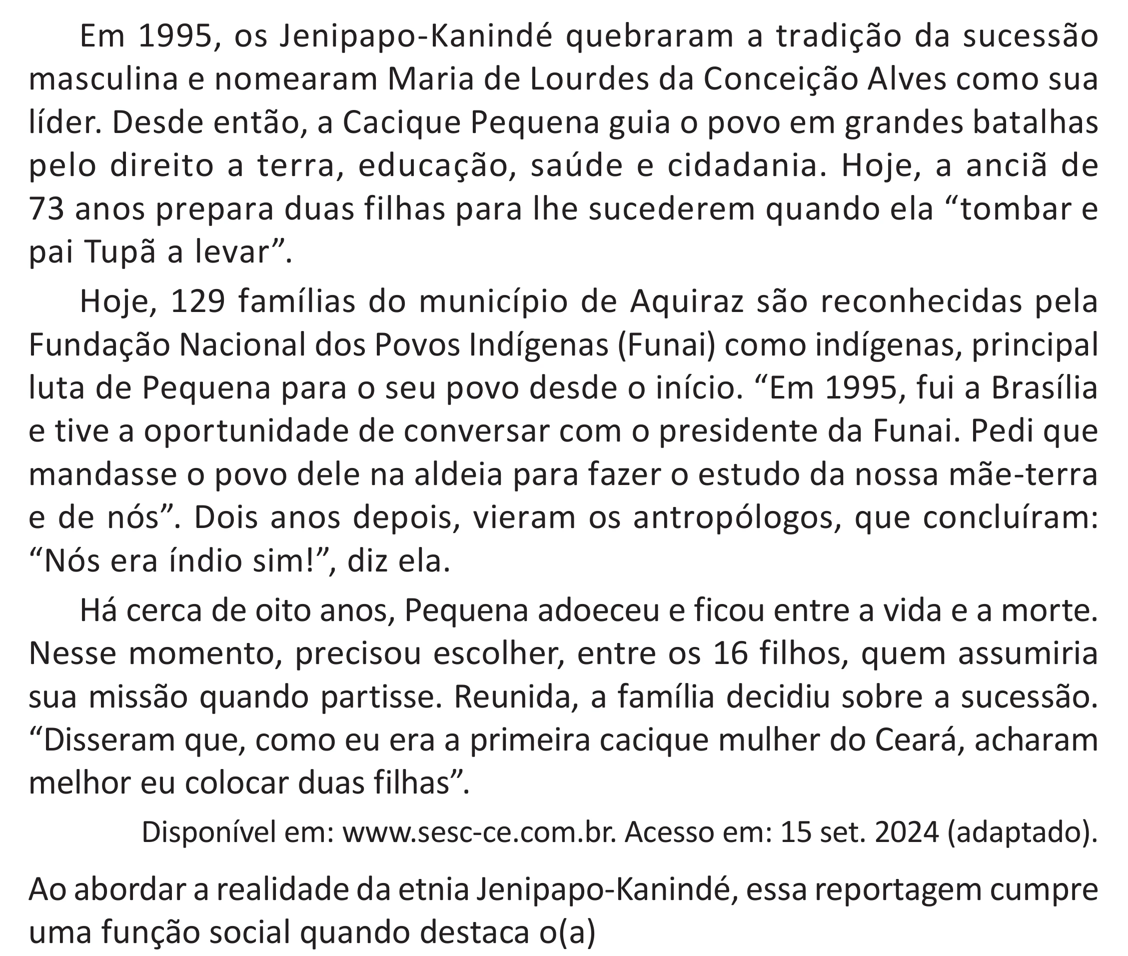 Enunciado original completo da questão 41 do ENEM 2025 - 1º Dia – Caderno 9 – Laranja (Braile e ledor) – Aplicação Regular - (Superampliada), página 47.