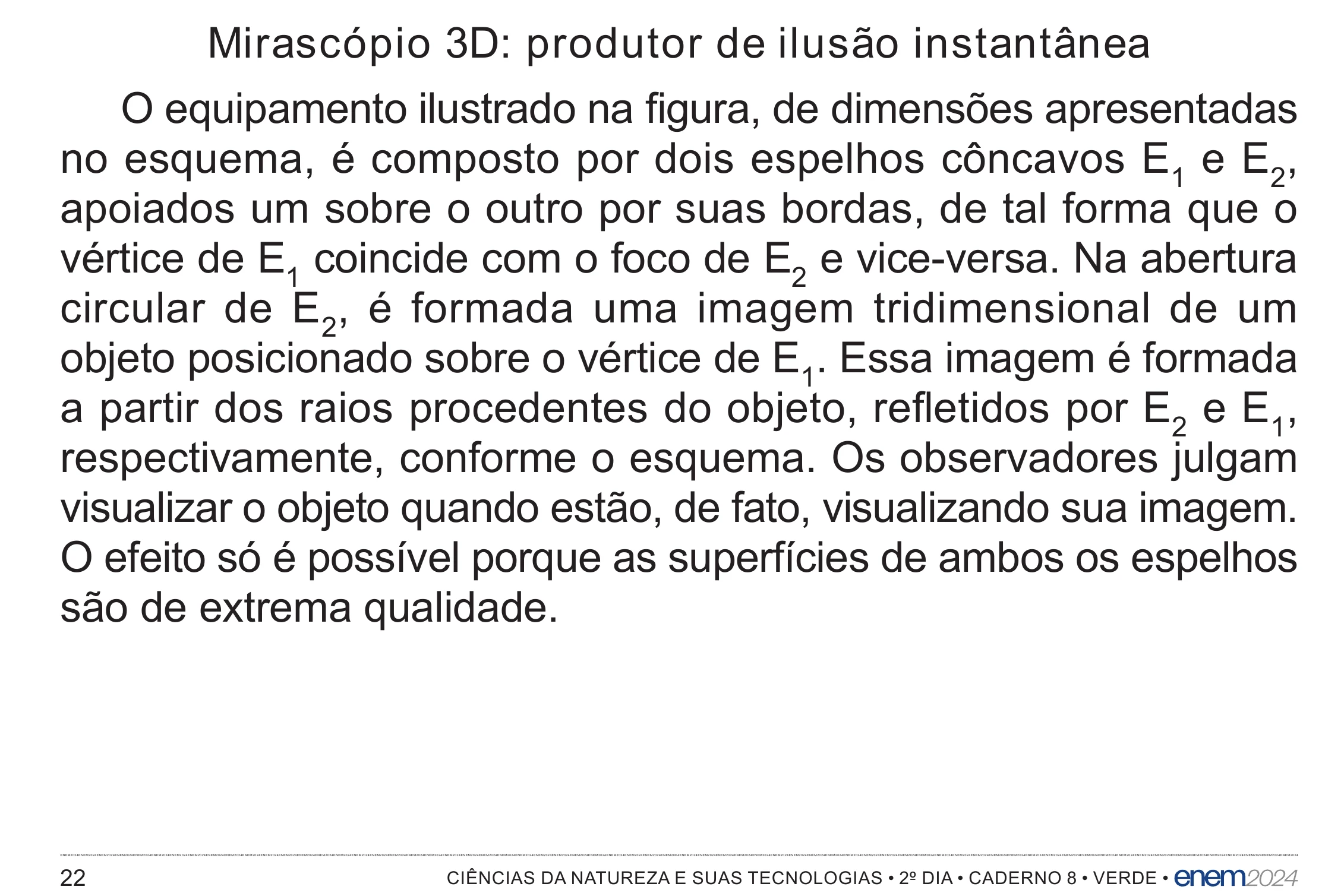 Enunciado original completo da questão 110 do ENEM 2024 - 2º Dia – Caderno 8 – Verde – Aplicação Regular - (Superampliada), página 22.