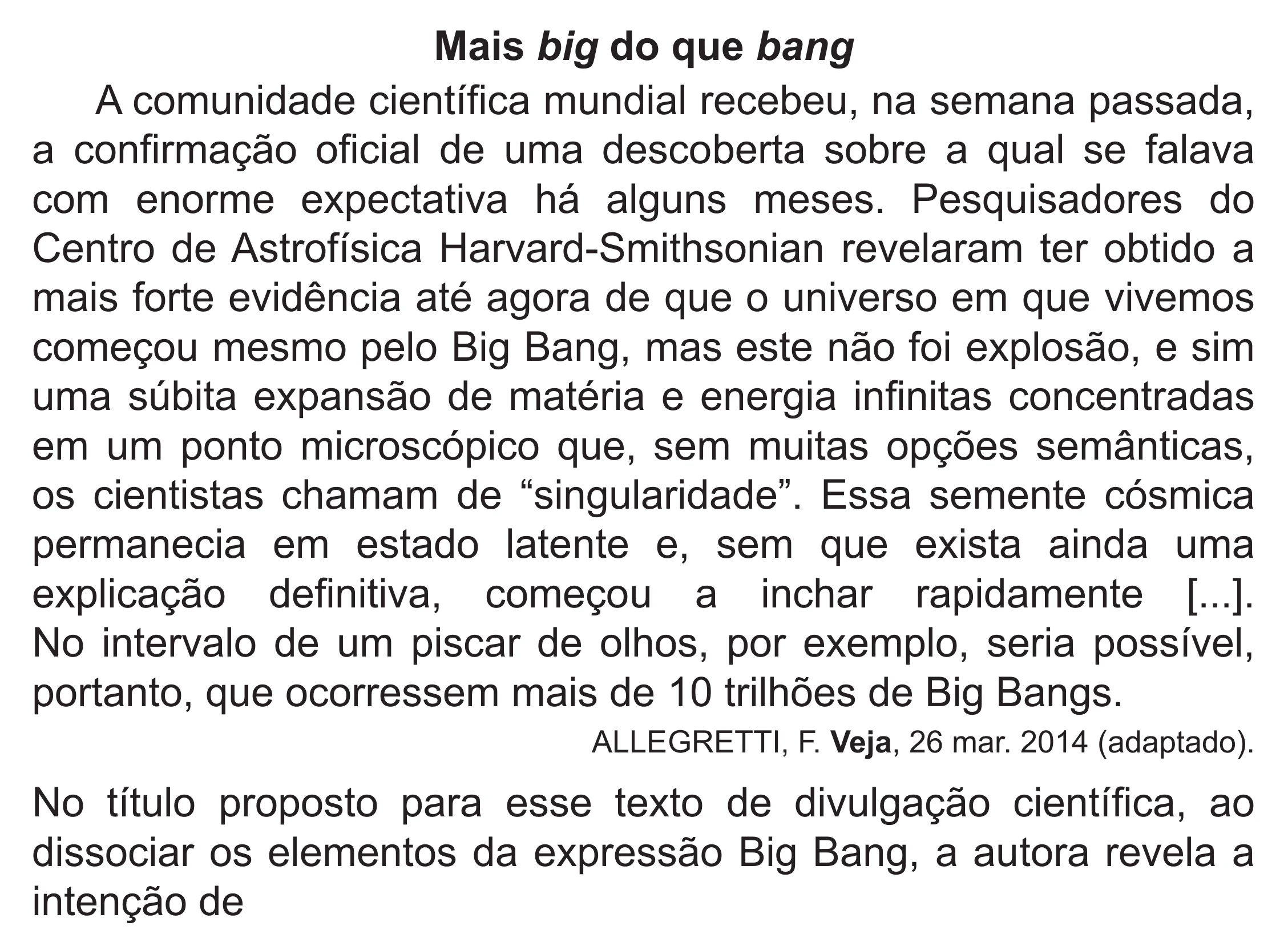 Enunciado original completo da questão 27 do ENEM 2018 - 1º Dia - Caderno 1 - Azul (Superampliada) – Aplicação regular, página 31.