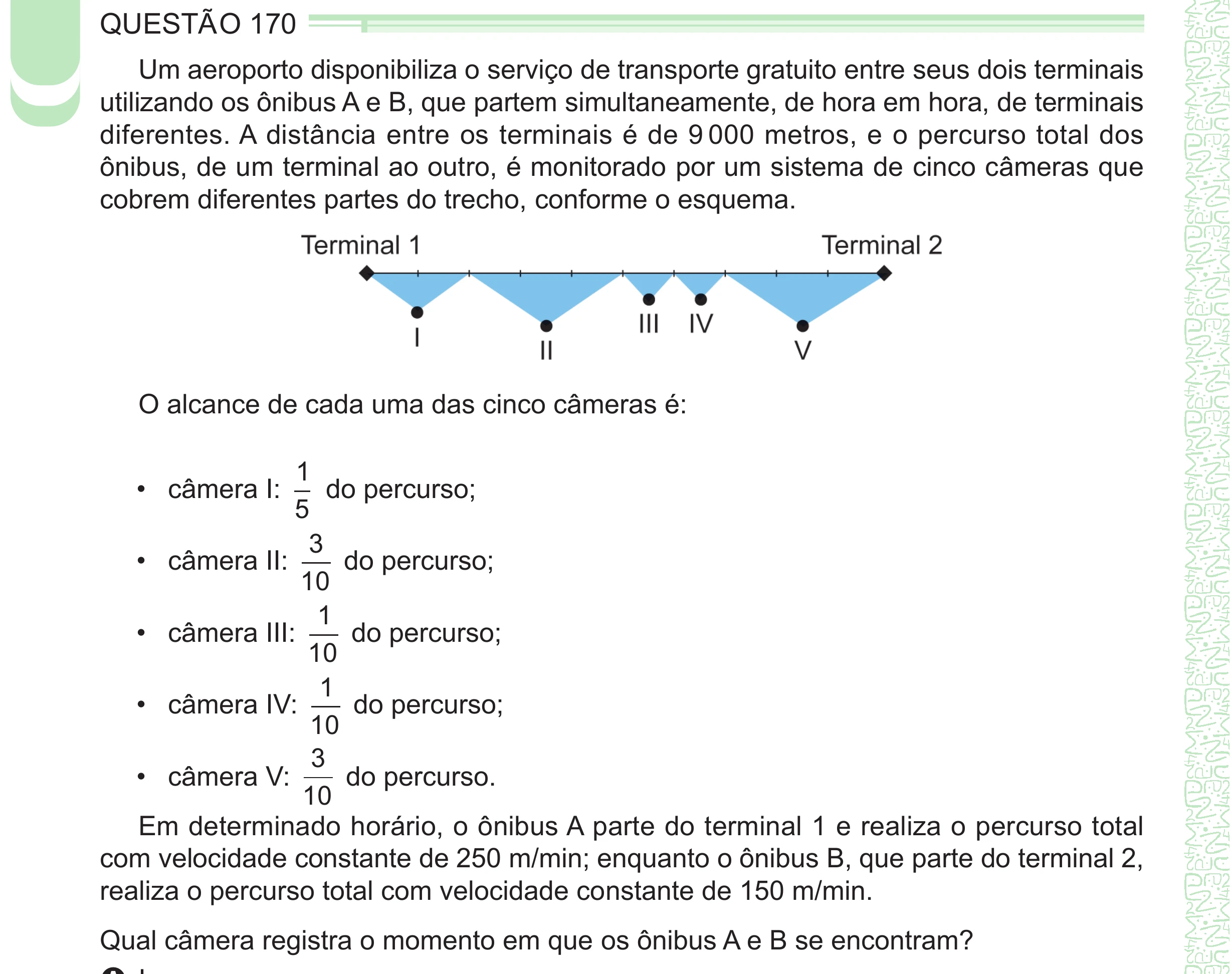 Enunciado original completo da questão 170 do ENEM 2024 - 2º Dia – Caderno 8 – Verde – Aplicação Regular - (Ampliada), página 54.