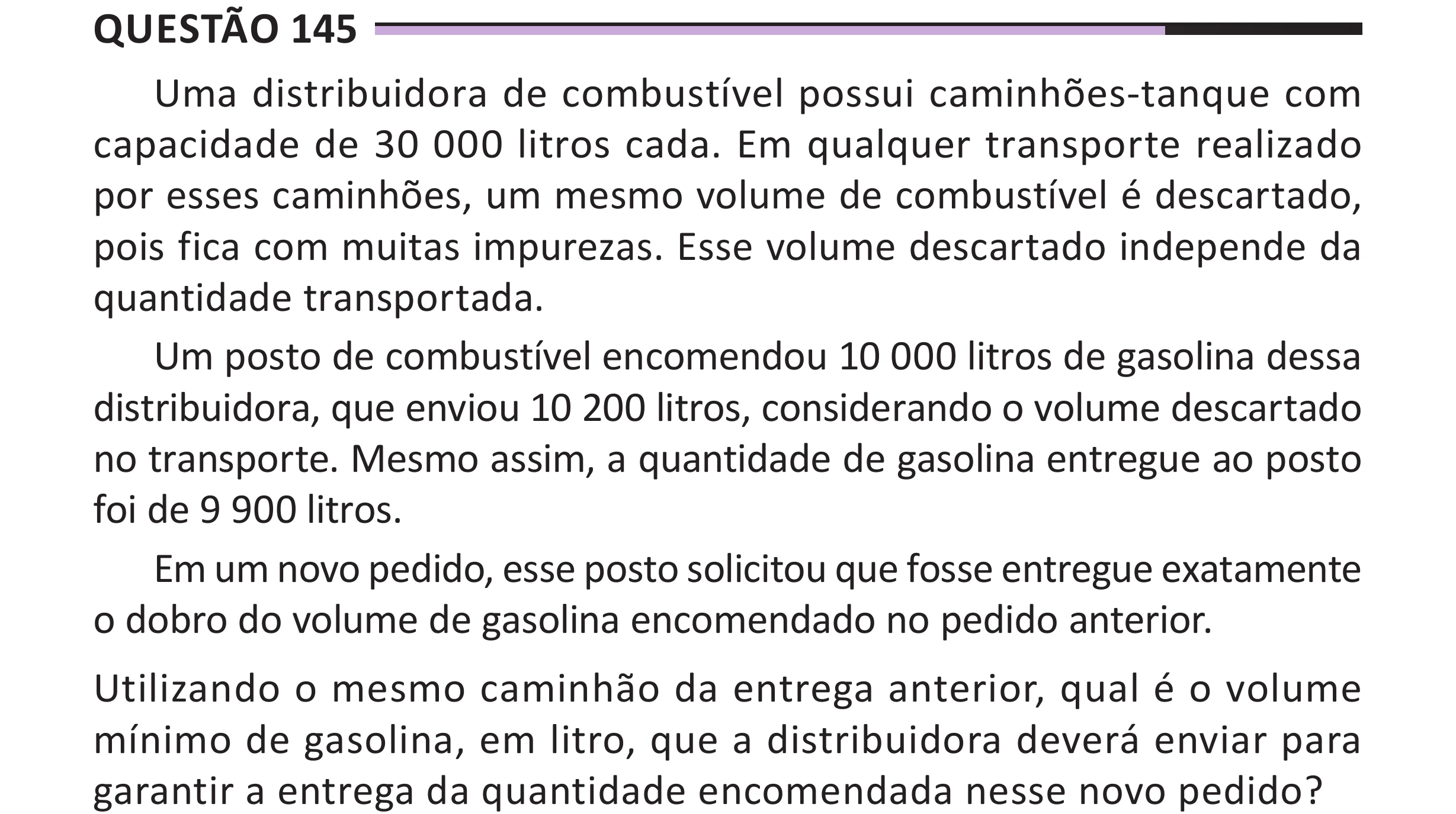 Enunciado original completo da questão 145 do ENEM 2025 - 2º Dia – Caderno 12 – Roxo (Libras) – Aplicação Regular - (Superampliada), página 58.