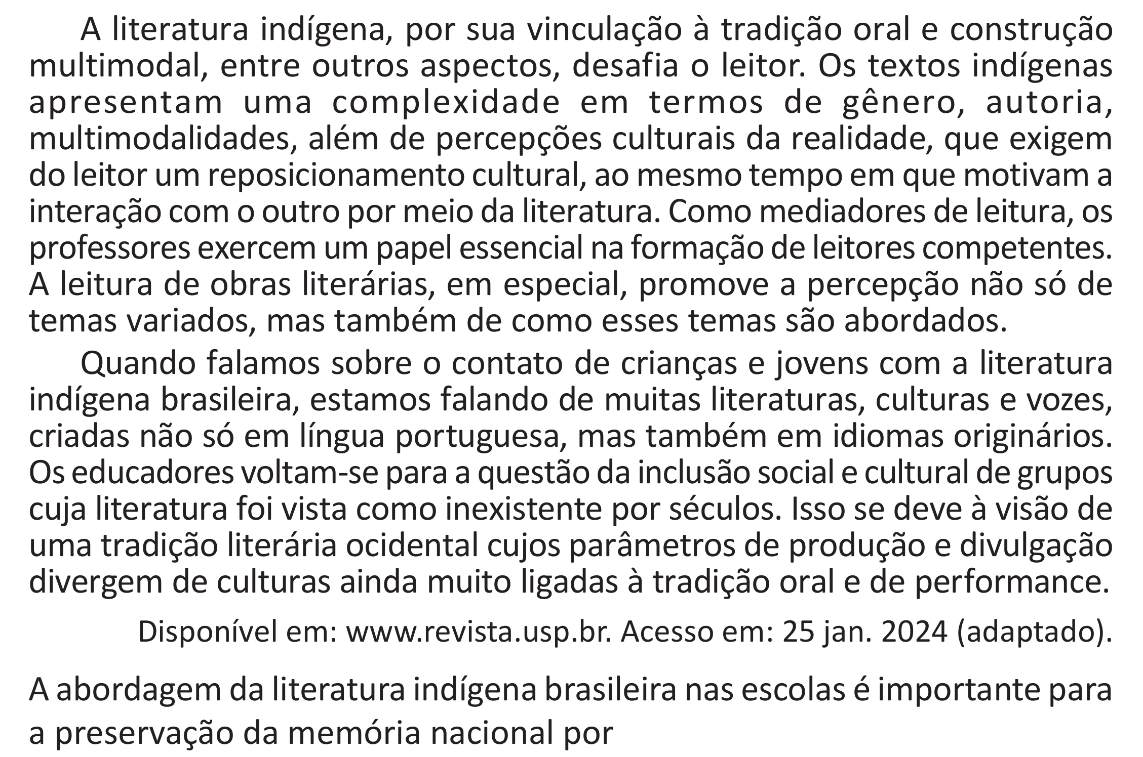Enunciado original completo da questão 43 do ENEM 2025 - 1º Dia – Caderno 9 – Laranja (Braile e ledor) – Aplicação Regular - (Superampliada) - Belém, Ananindeua e Marituba, página 50.