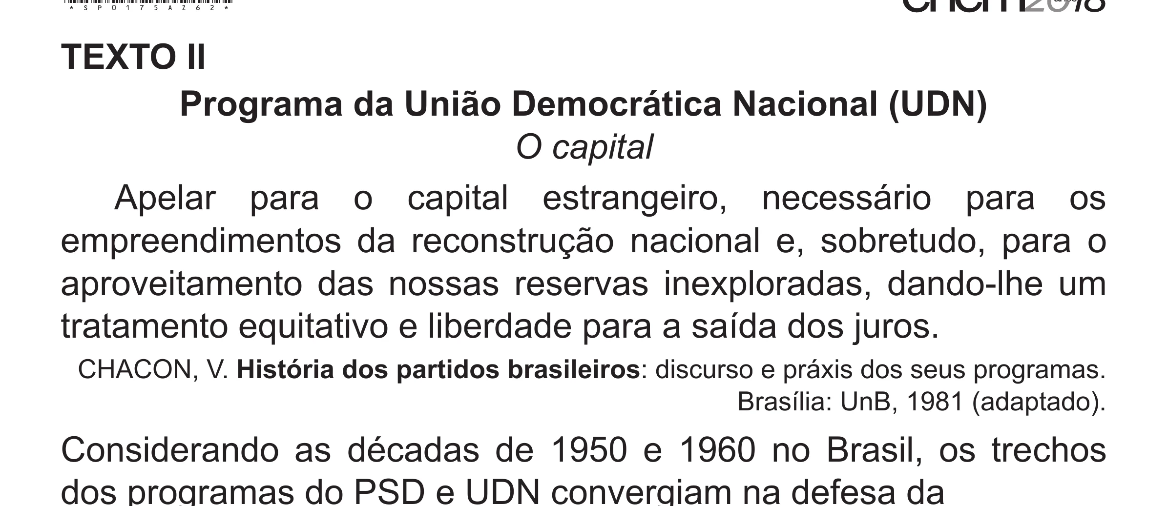 Enunciado original completo da questão 61 do ENEM 2018 - 1º Dia - Caderno 1 - Azul (Superampliada) – Aplicação regular, página 62.