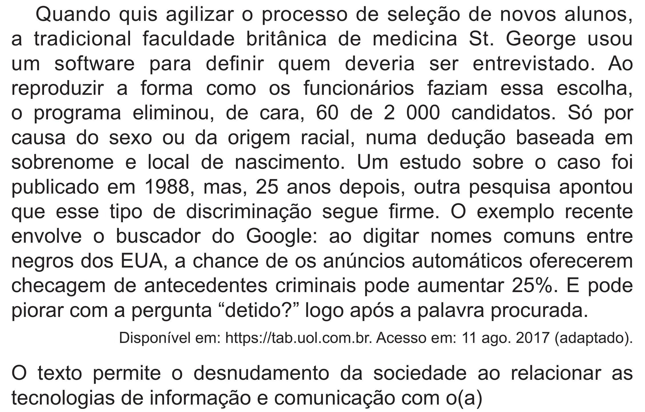 Enunciado original completo da questão 6 do ENEM 2020 - 1º Dia - Caderno 4 – Rosa (Superampliada) – Aplicação Regular, página 13.