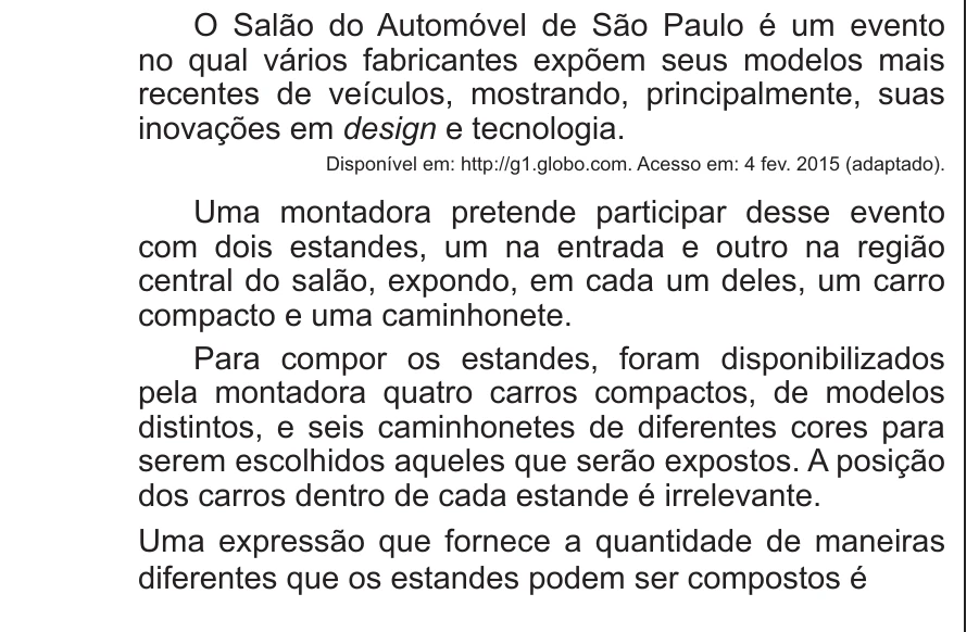 Enunciado original completo da questão 161 do ENEM 2018 - 2º Dia - Caderno 5 - Amarelo – Aplicação regular, página 24.