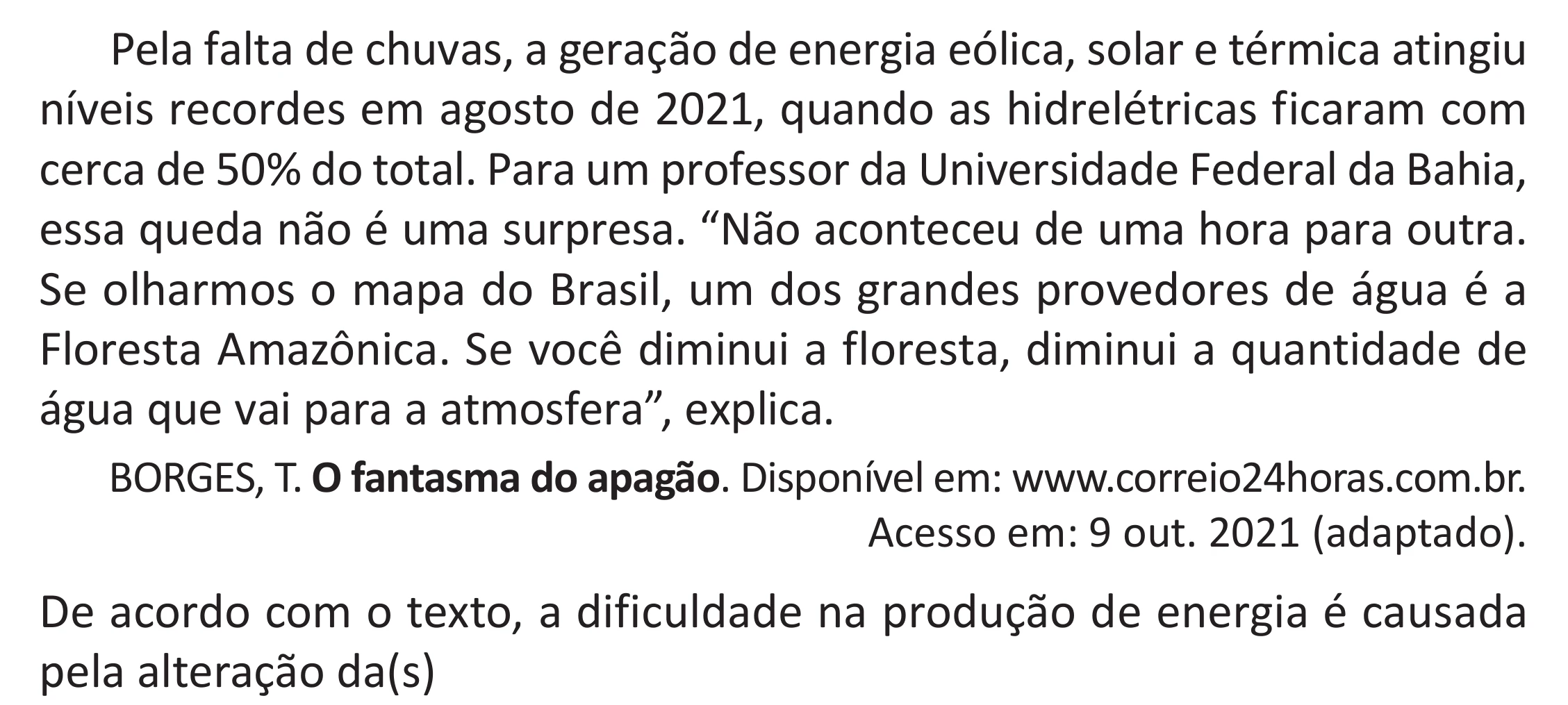 Enunciado original completo da questão 48 do ENEM 2025 - 1º Dia – Caderno 9 – Laranja (Braile e ledor) – Aplicação Regular - (Superampliada), página 58.