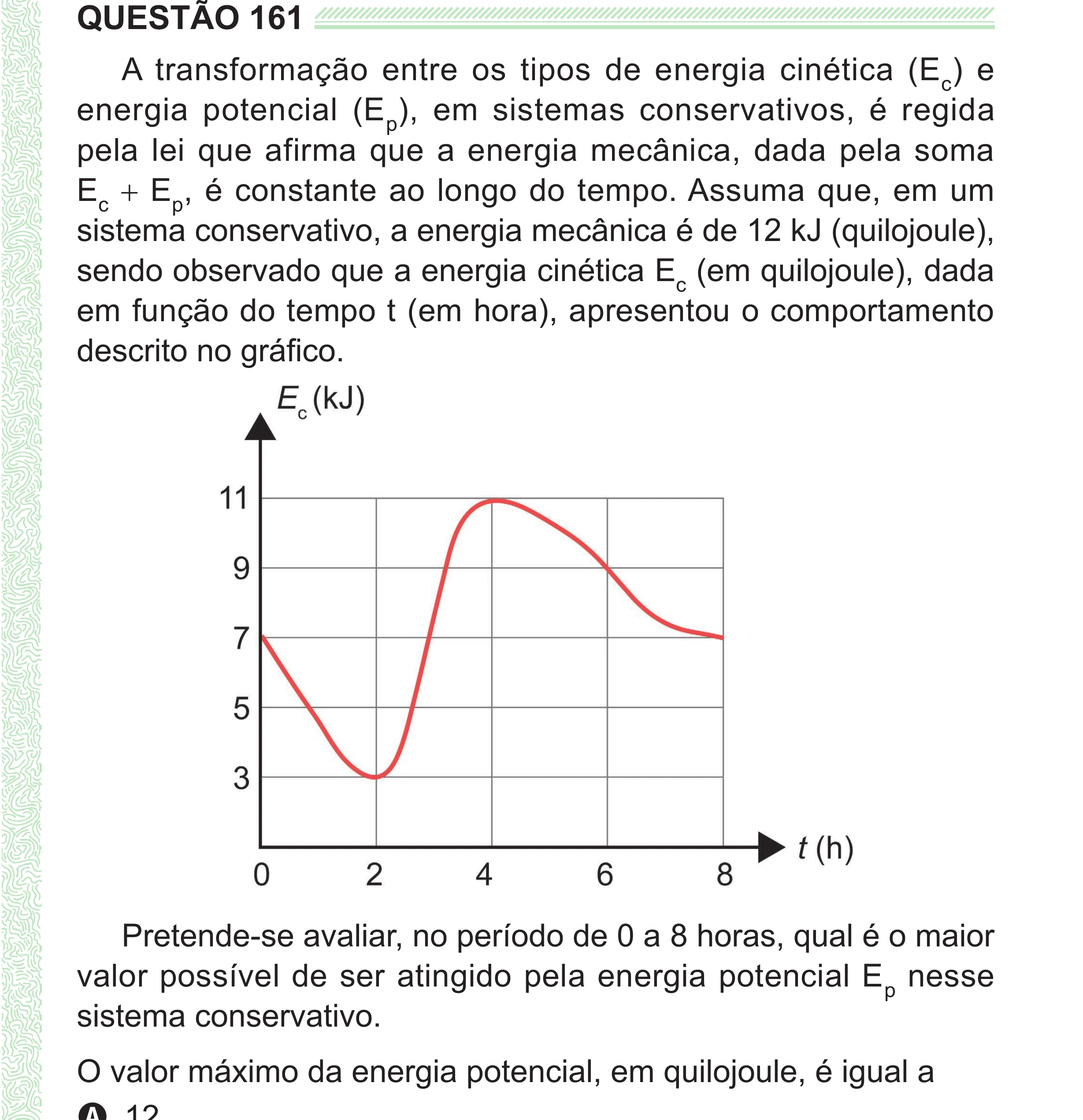Enunciado original completo da questão 161 do ENEM 2024 - 2º Dia – Caderno 8 – Verde (Superampliada) – Reaplicação/PPL, página 75.