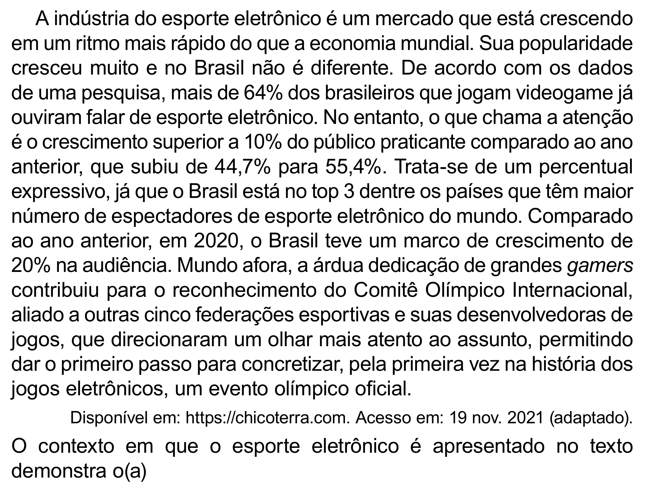 Enunciado original completo da questão 13 do ENEM 2023 - 1º Dia – Caderno 10 – Verde (Libras) – Aplicação Regular - (Superampliada), página 23.