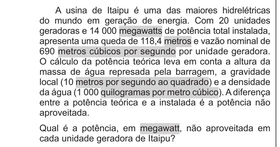 Enunciado original completo da questão 89 do ENEM 2016 - 1º Dia - Caderno 3 - Branco – Aplicação regular - Ledor, página 31.