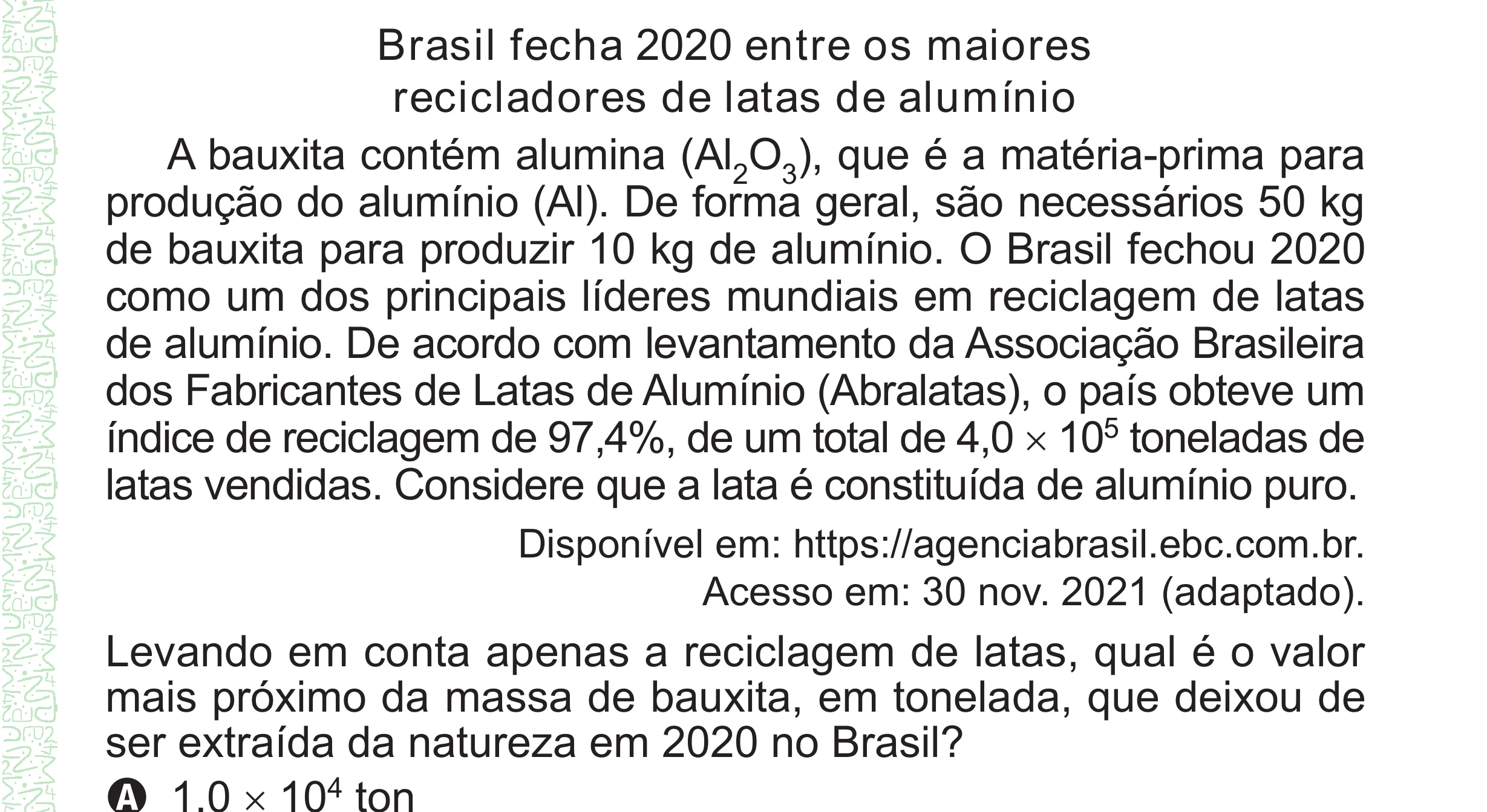 Enunciado original completo da questão 119 do ENEM 2024 - 2º Dia – Caderno 8 – Verde – Aplicação Regular - (Superampliada), página 33.