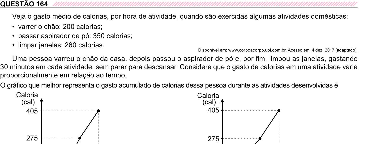 Enunciado original completo da questão 164 do ENEM 2023 - 2º Dia – Caderno 8 – Rosa – Reaplicação/PPL, página 26.