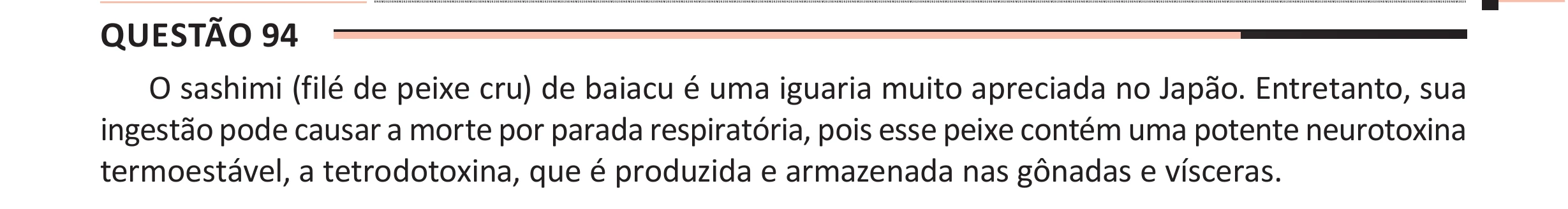 Enunciado original completo da questão 94 do ENEM 2025 - 2º Dia – Caderno 11 – Laranja (Braile e ledor) – Aplicação Regular - (Ampliada), página 3.