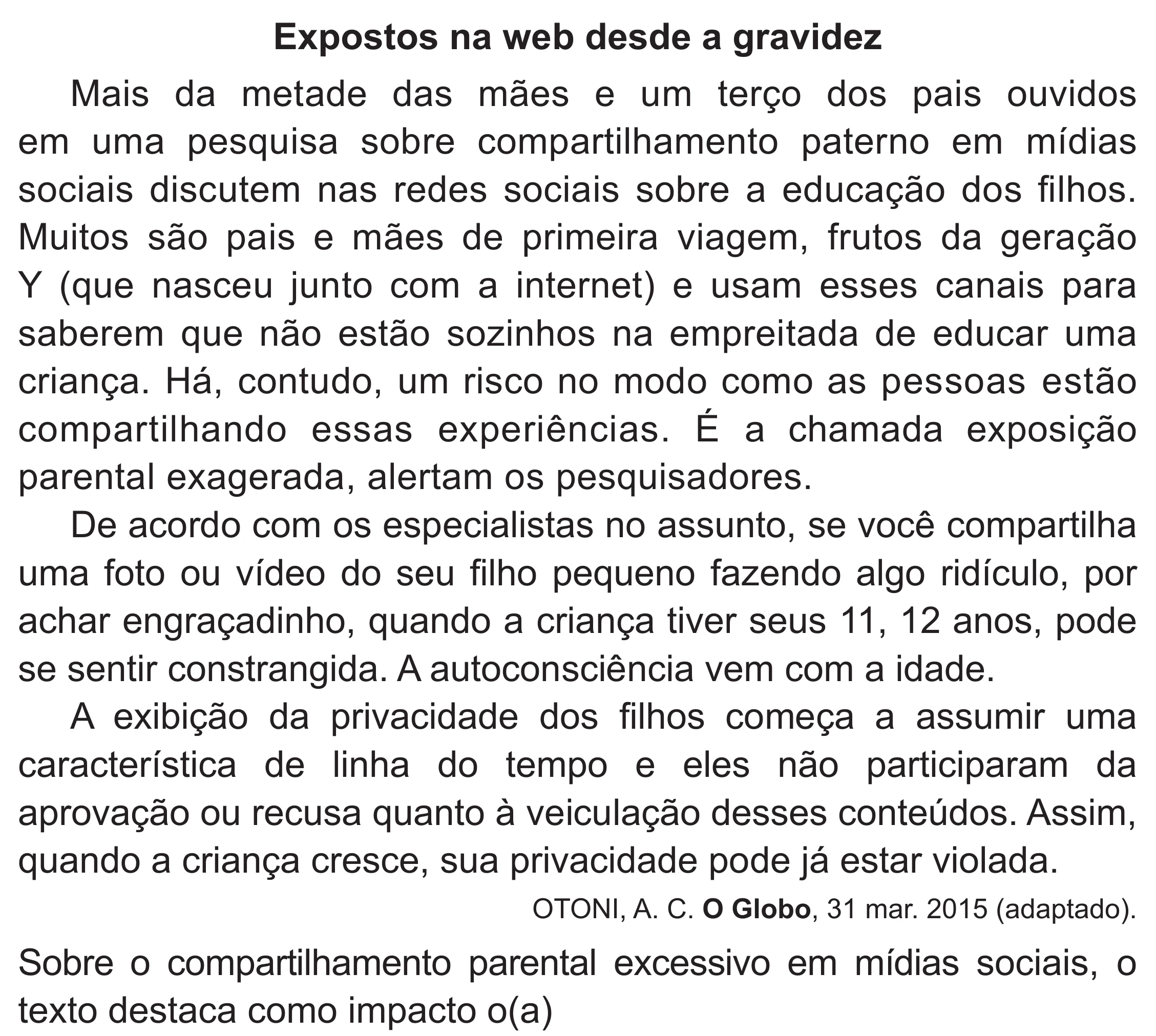 Enunciado original completo da questão 36 do ENEM 2019 - 1º Dia – Caderno 2 – Amarelo (Superampliada) – Aplicação Regular, página 39.