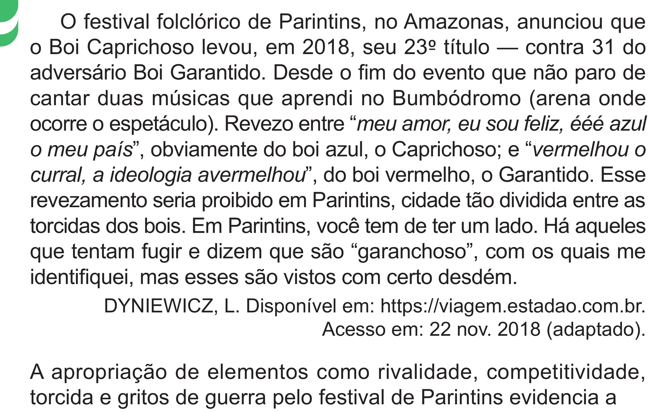 Enunciado original completo da questão 9 do ENEM 2024 - 1º Dia – Caderno 4 – Verde – Aplicação Regular - (Superampliada), página 16.