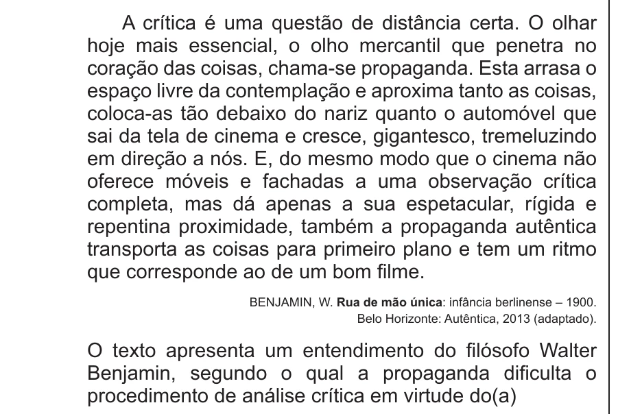 Enunciado original completo da questão 70 do ENEM 2017 - 1º Dia - Caderno 2 - Amarelo – Reaplicação/PPL, página 26.