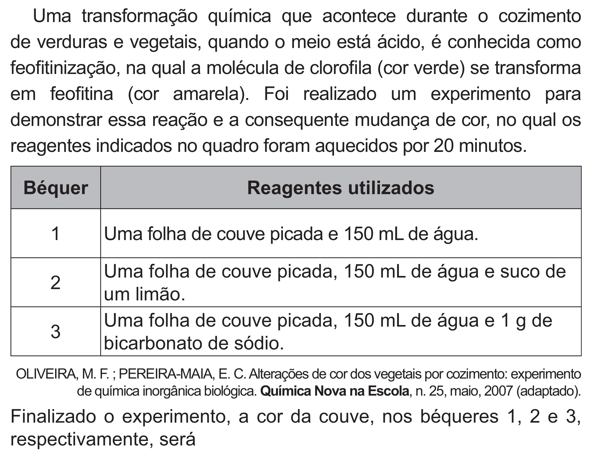 Enunciado original completo da questão 124 do ENEM 2021 - 2º Dia – Caderno 5 – Amarelo (Superampliada) – Reaplicação/PPL/Segunda Oportunidade, página 29.