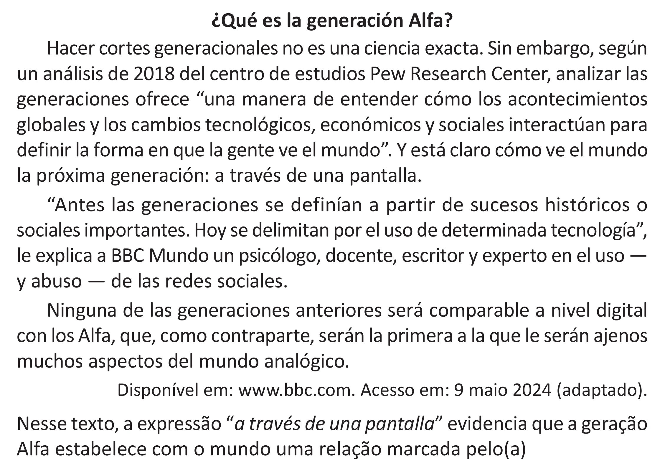 Enunciado original completo da questão 2 (espanhol) do ENEM 2025 - 1º Dia – Caderno 9 – Laranja (Braile e ledor) – Aplicação Regular - (Superampliada), página 9.