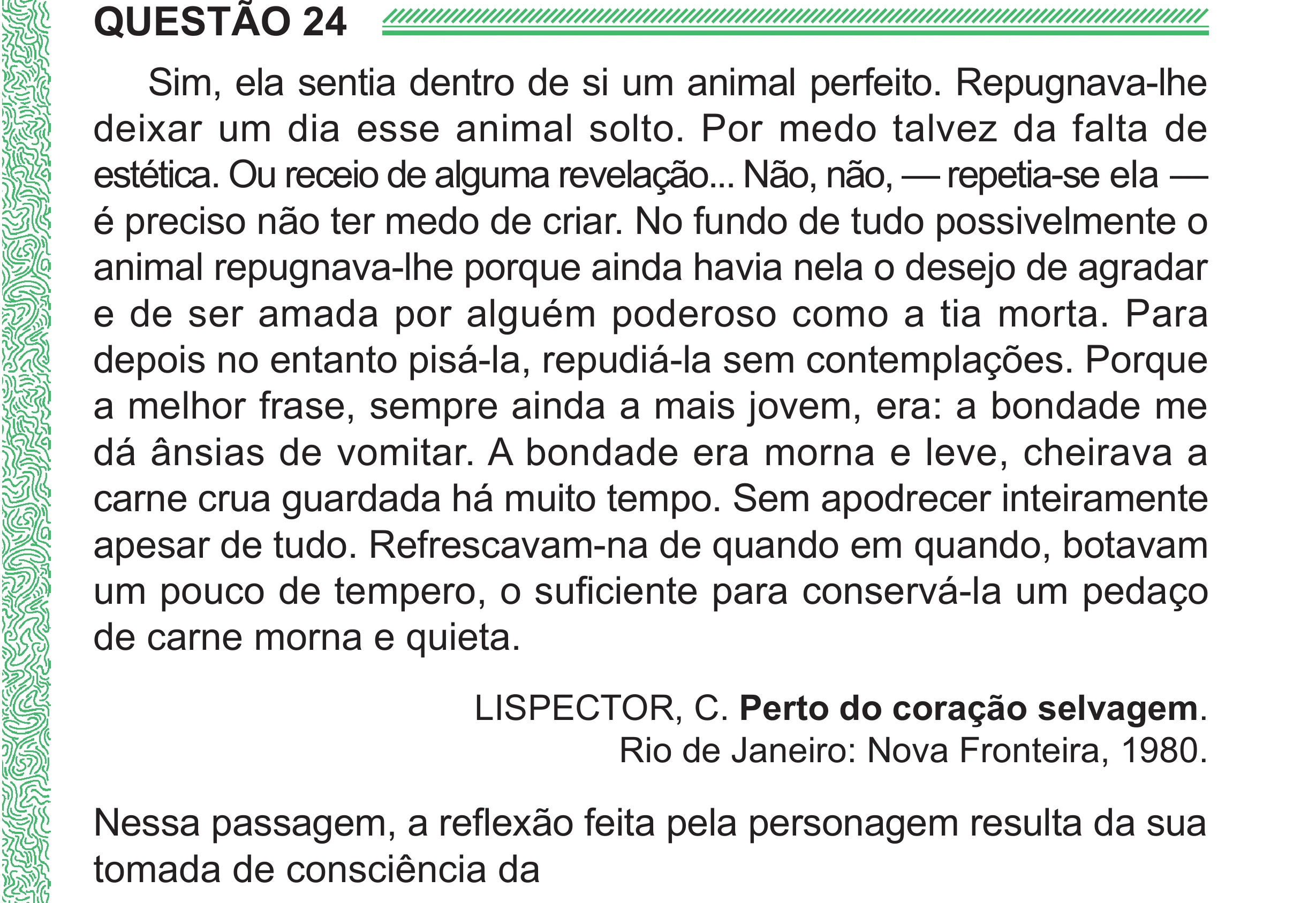 Enunciado original completo da questão 24 do ENEM 2024 - 1º Dia – Caderno 4 – Verde (Superampliada) – Reaplicação/PPL, página 31.
