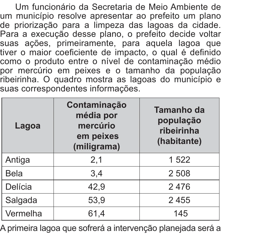 Enunciado original completo da questão 170 do ENEM 2017 - 2º Dia - Caderno 5 - Amarelo – Reaplicação/PPL, página 26.