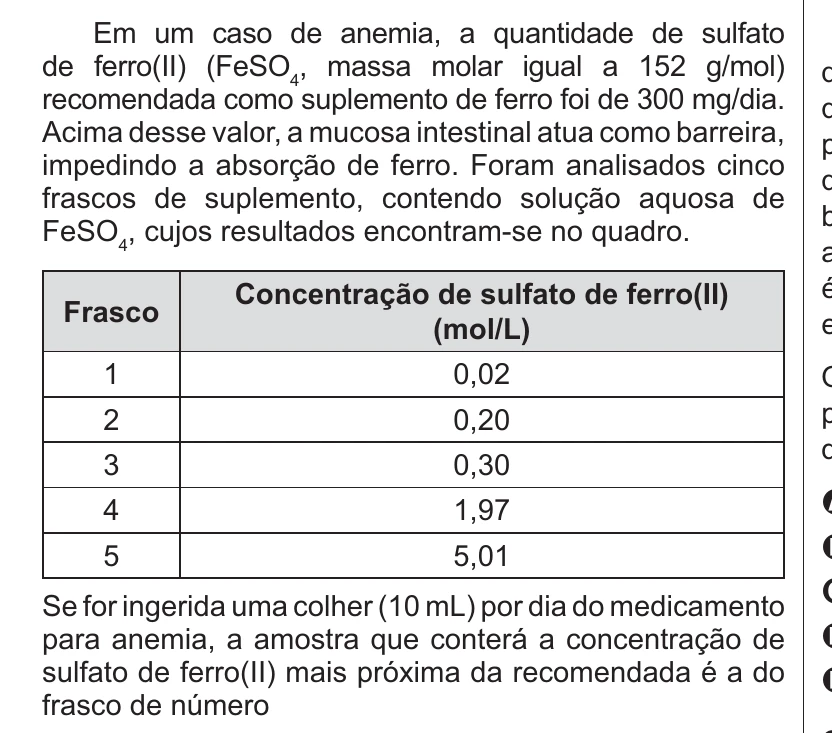 Enunciado original completo da questão 63 do ENEM 2014 - 1º Dia – Caderno 3 – Branco – Reaplicação/PPL, página 22.