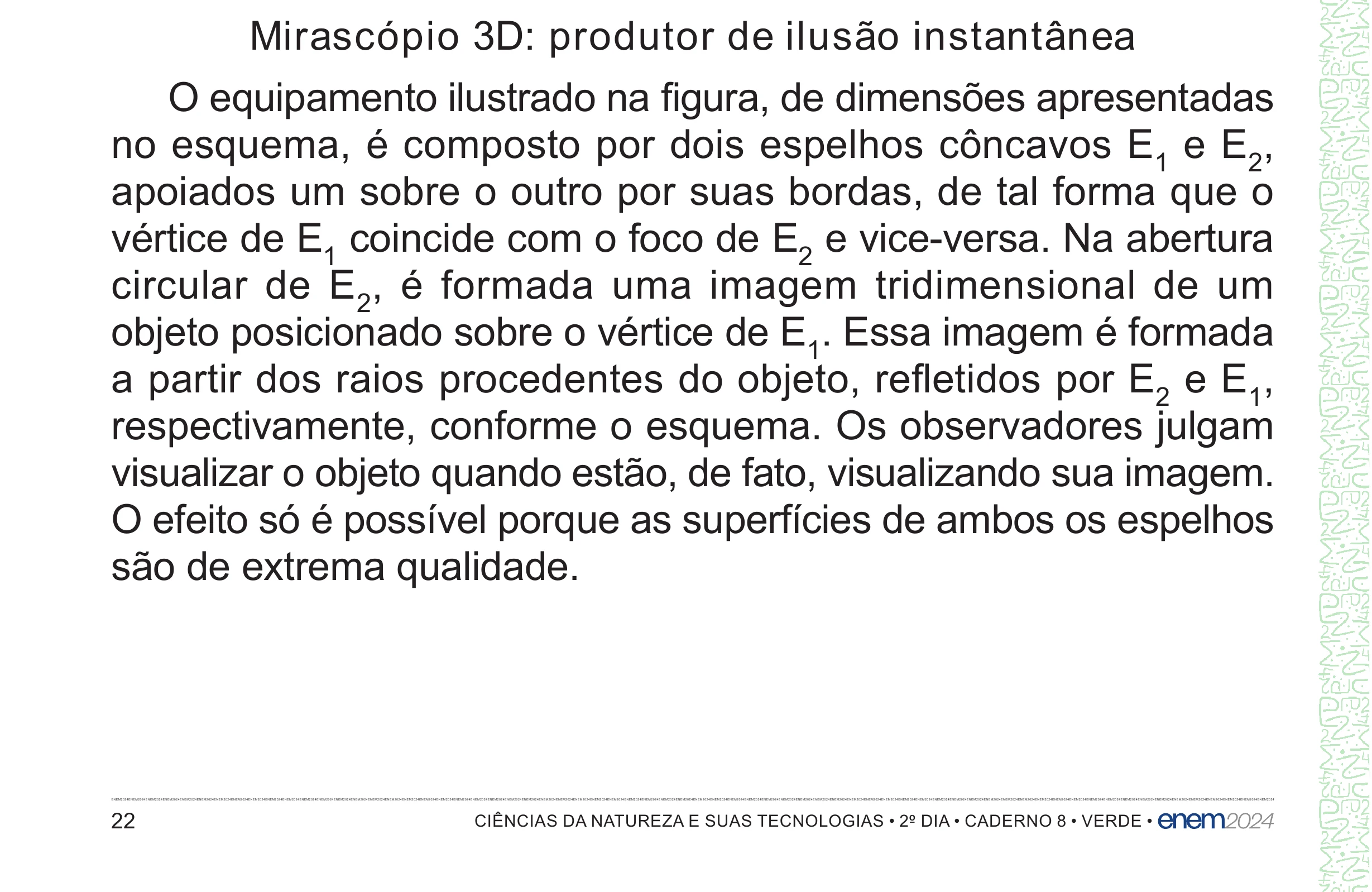 Enunciado original completo da questão 110 do ENEM 2024 - 2º Dia – Caderno 8 – Verde – Aplicação Regular - (Superampliada), página 22.