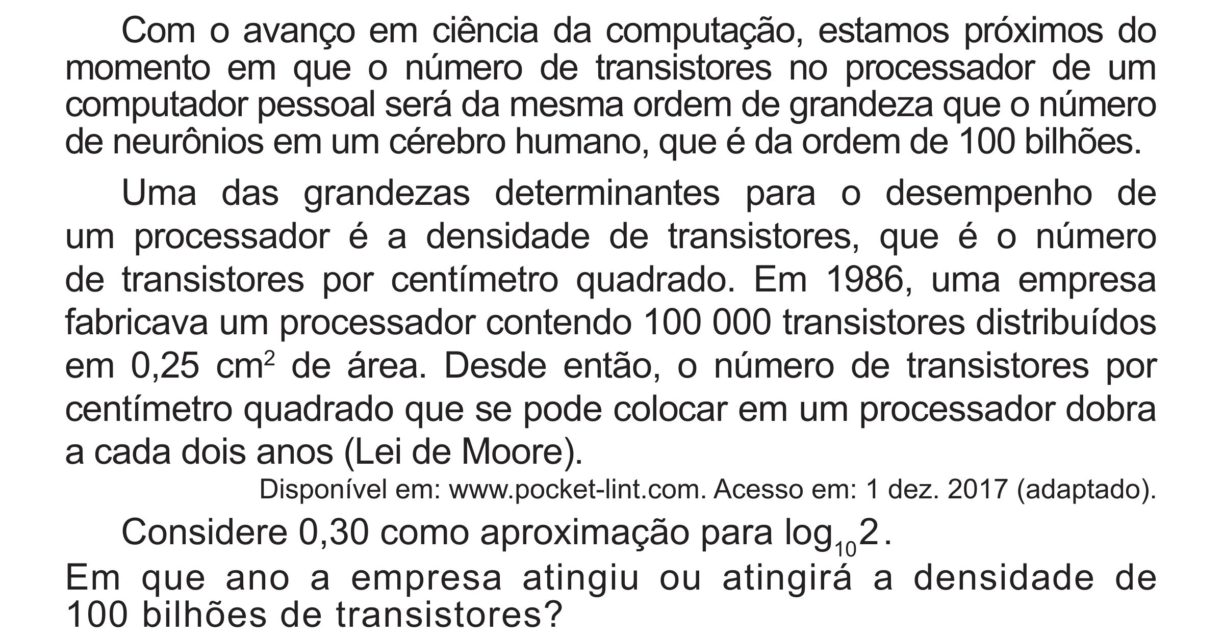 Enunciado original completo da questão 171 do ENEM 2018 - 2º Dia - Caderno 5 – Amarelo (Superampliada) – Aplicação regular, página 70.