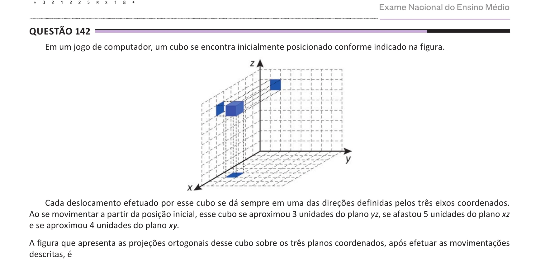 Enunciado original completo da questão 142 do ENEM 2025 - 2º Dia – Caderno 12 – Roxo (Libras) – Aplicação Regular, página 18.