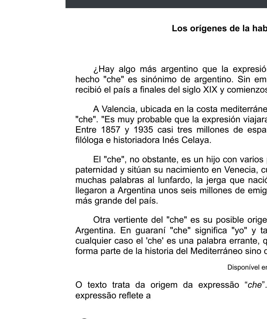 Enunciado original completo da questão 5 do ENEM 2020 - 1º Dia - Caderno 4 – Rosa – Espanhol – Aplicação digital, página 9.