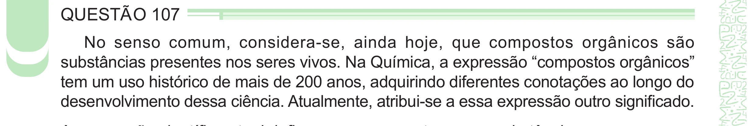 Enunciado original completo da questão 107 do ENEM 2024 - 2º Dia – Caderno 8 – Verde – Aplicação Regular - (Ampliada), página 12.