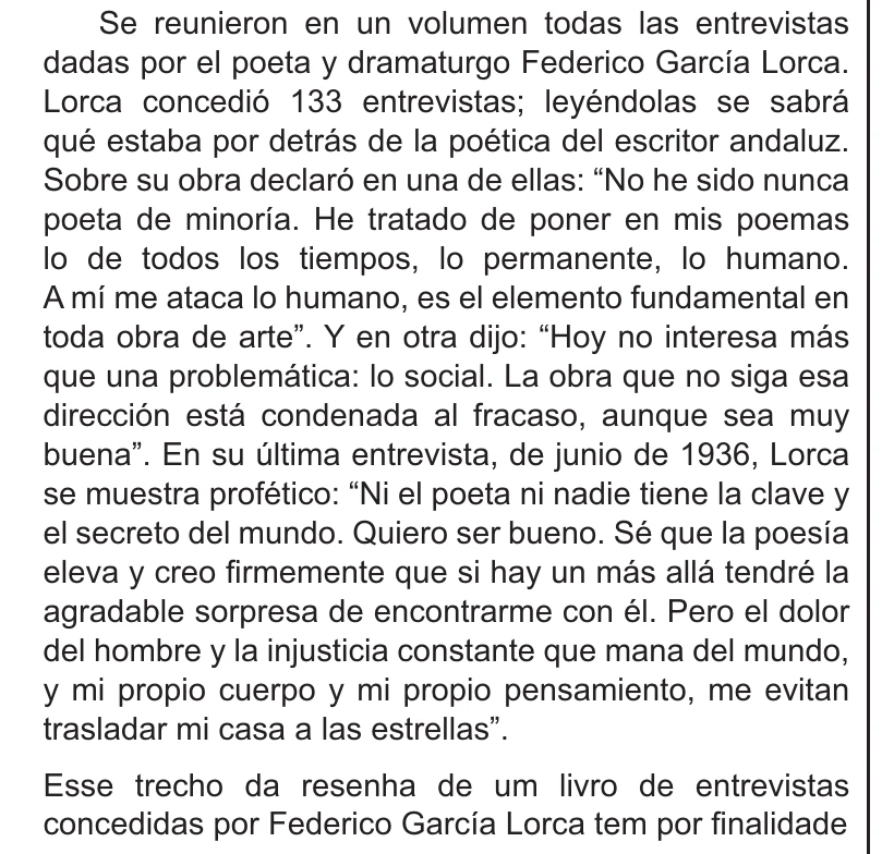 Enunciado original completo da questão 4 (espanhol) do ENEM 2021 - 1º Dia – Caderno 9 – Laranja (Braile e ledor) – Aplicação Regular, página 5.