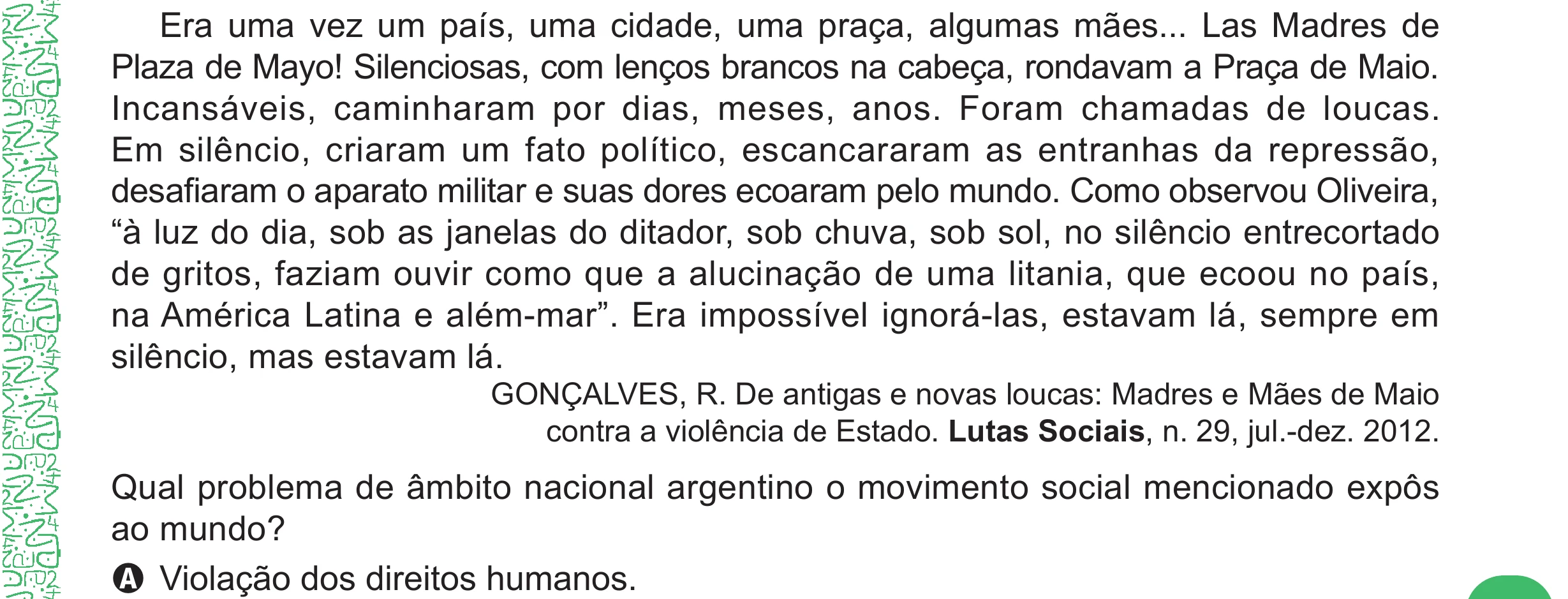 Enunciado original completo da questão 71 do ENEM 2024 - 1º Dia – Caderno 4 – Verde – Aplicação Regular - (Ampliada), página 53.