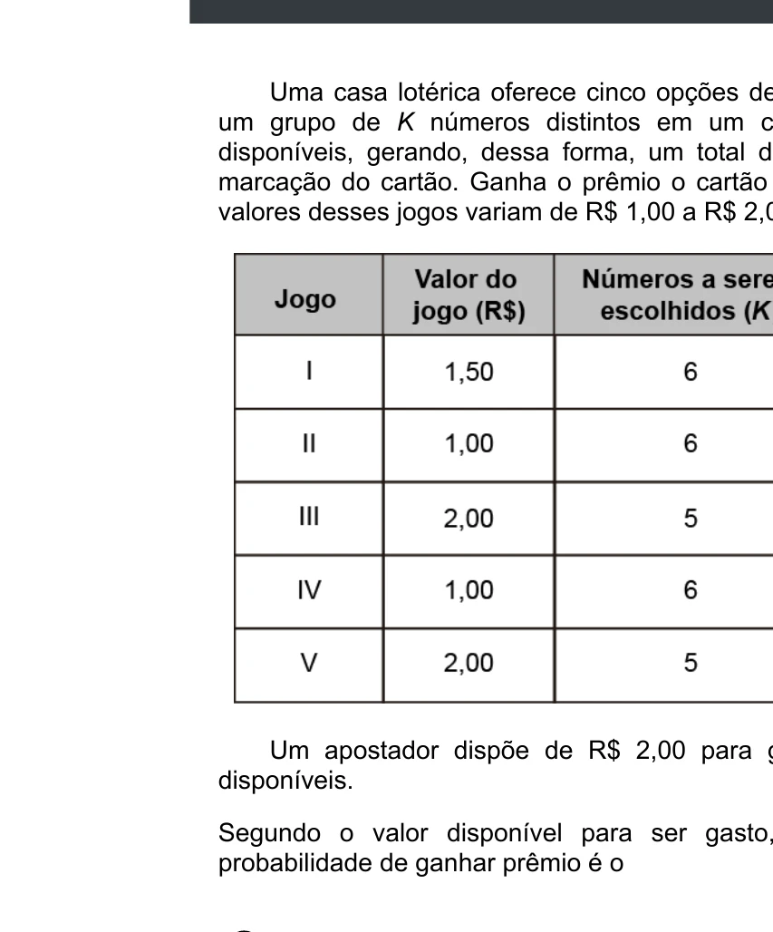 Enunciado original completo da questão 169 do ENEM 2020 - 2º Dia - Caderno 5 – Amarelo – Aplicação digital, página 85.