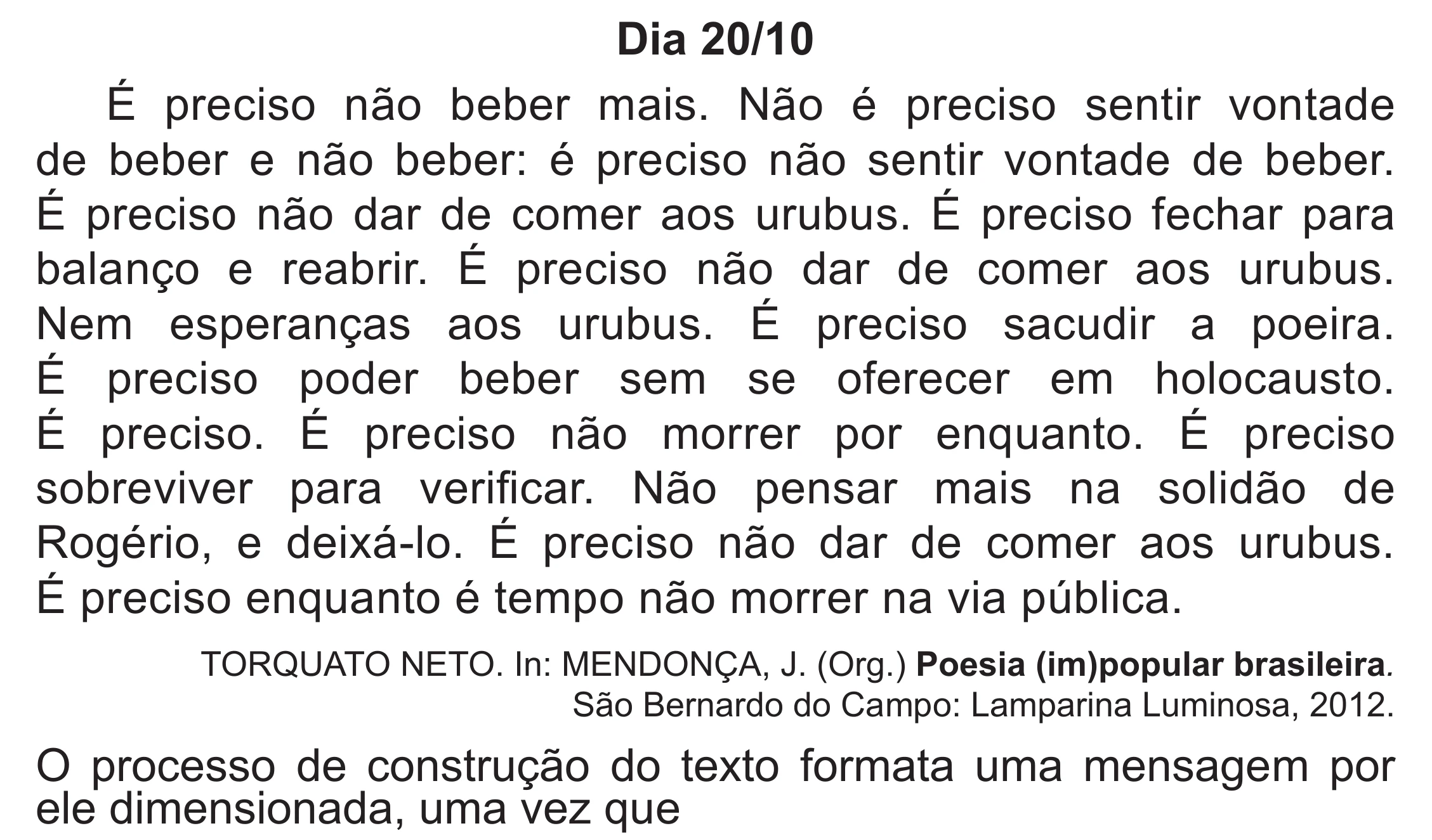 Enunciado original completo da questão 15 do ENEM 2018 - 1º Dia - Caderno 1 - Azul (Superampliada) – Aplicação regular, página 20.